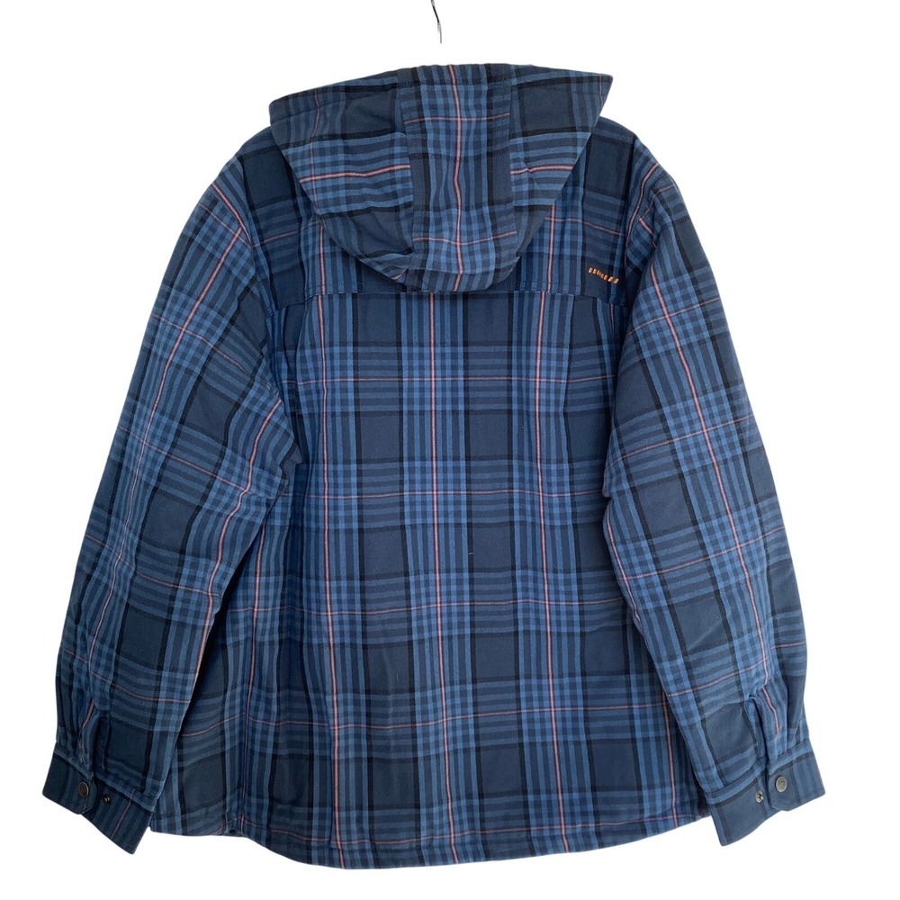 Ariat Rebar Flannel Hooded Shacket Shirt Jacket Women XXL Blue Plaid NWT - Picture 2 of 14